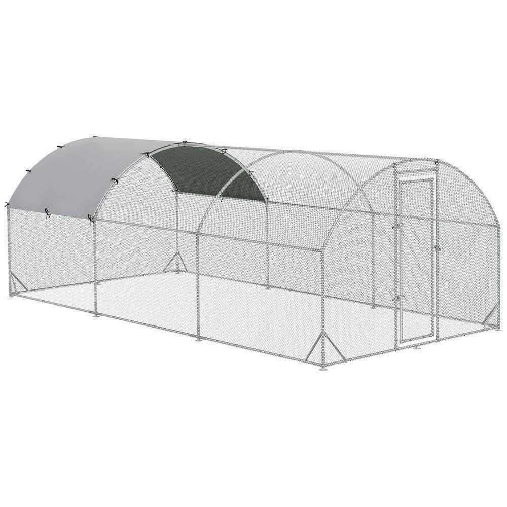 Metal Chicken Coop Walk-in Enclosure with Cover O3296