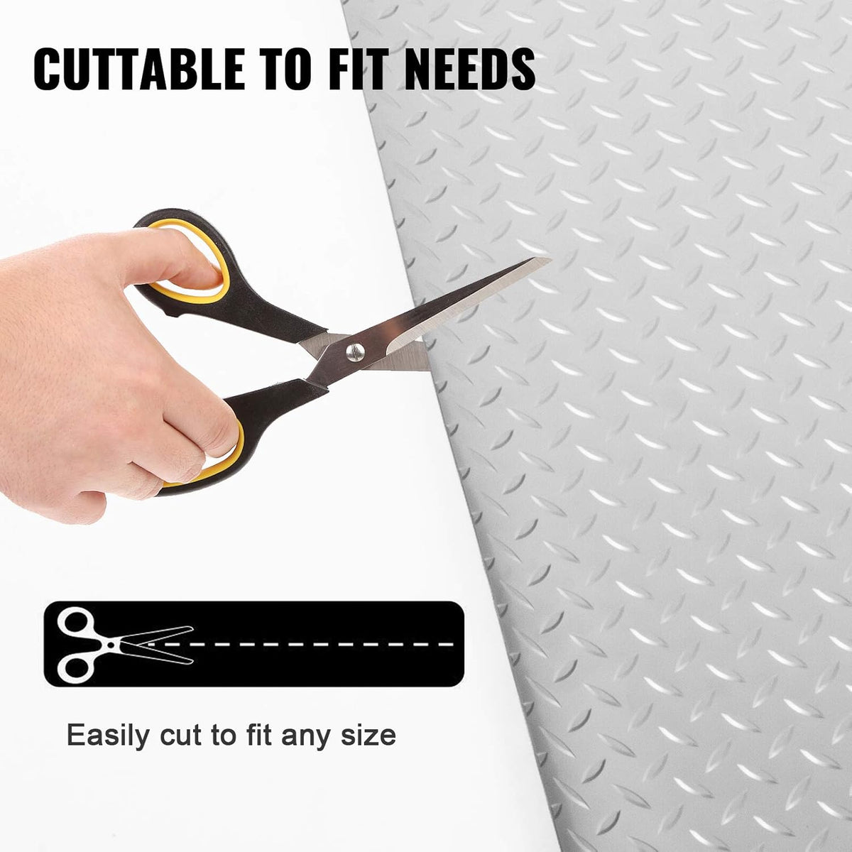 Vinyl Garage Floor Mat 4.9x13ft Anti-Slide Diamond Texture Silver PVC Garage Flooring Roll C278674