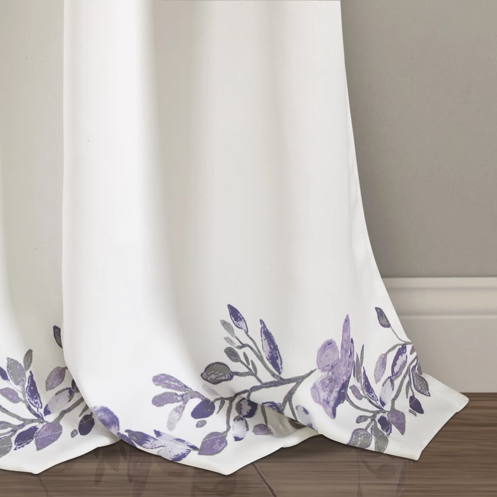 Purple Floral Room Darkening Window Panel 2-Pc Set Z917281