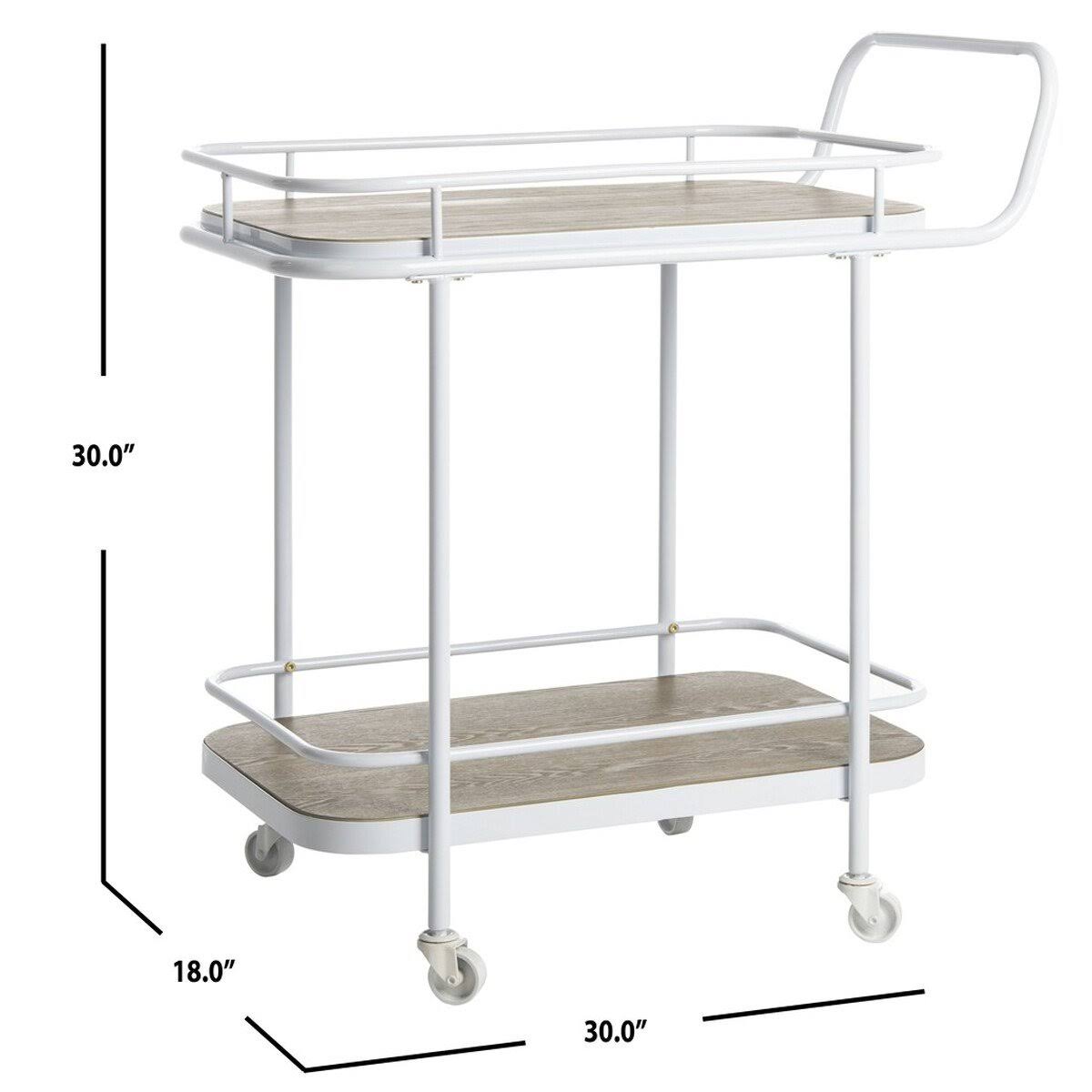 Rustic Oak / Gold 2 Tier Rectangle Bar Cart W4790