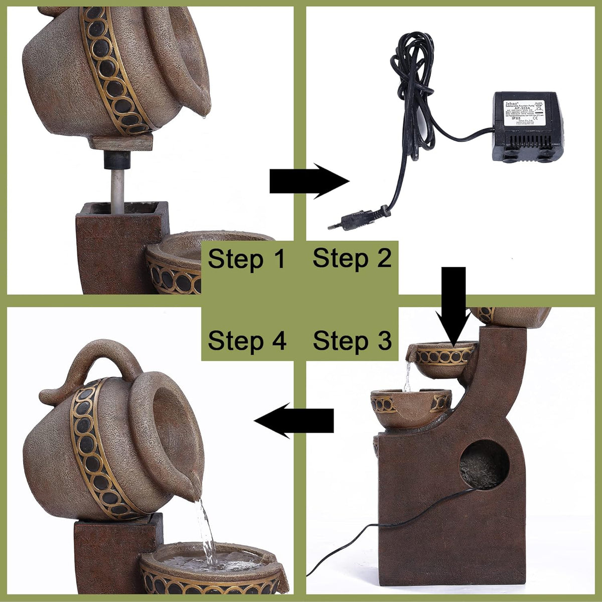 5 Tiered Polyresin Outdoor Water Fountain X676957
