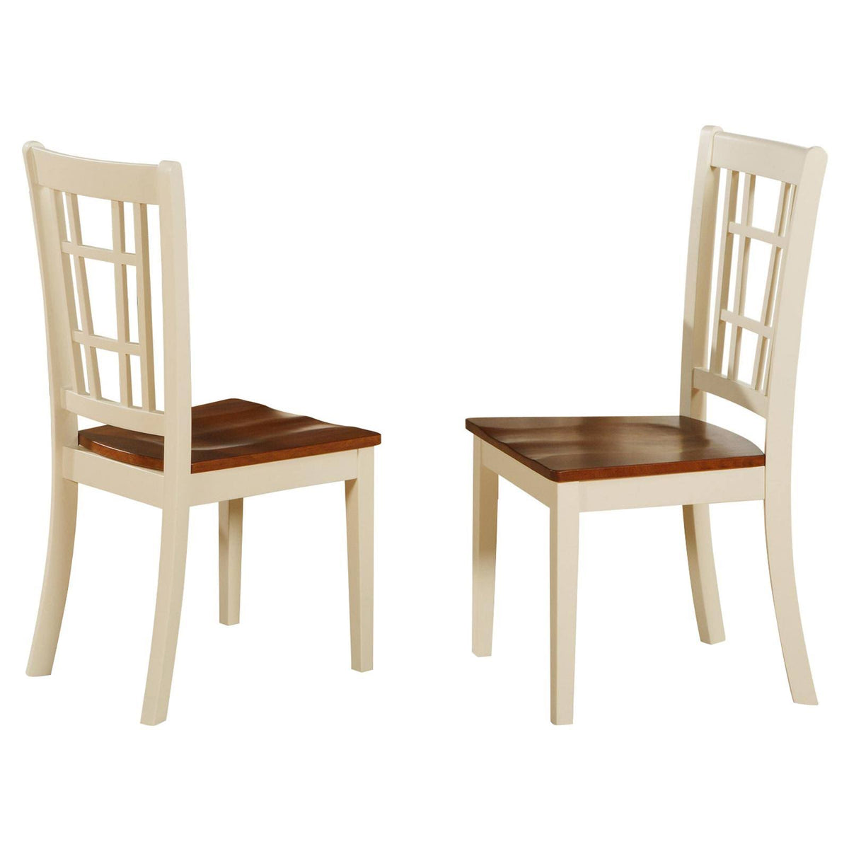 Buttermilk u0026 Brown Finish Wood Seat Dining Chair, Set of 2 W74351