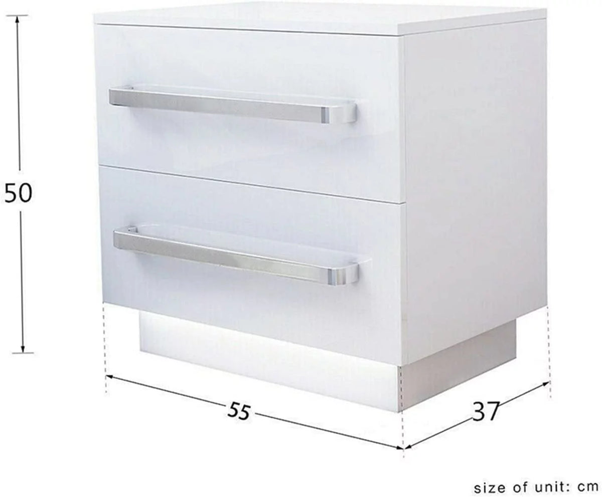 55x37x50cm 2 Drawer High Gloss Nightstand A809