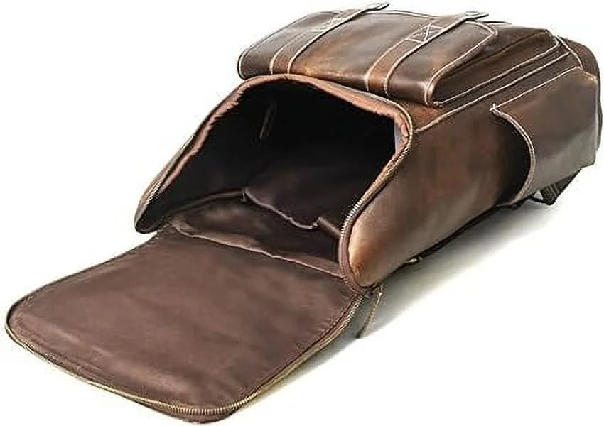 Brown Full Grain Leather Laptop Backpack K442585