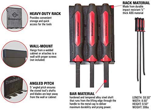 3-Piece HD Pry Bar Set and Rack Y2074