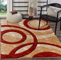 8x10 Dark Red Circles Area Rug U5881