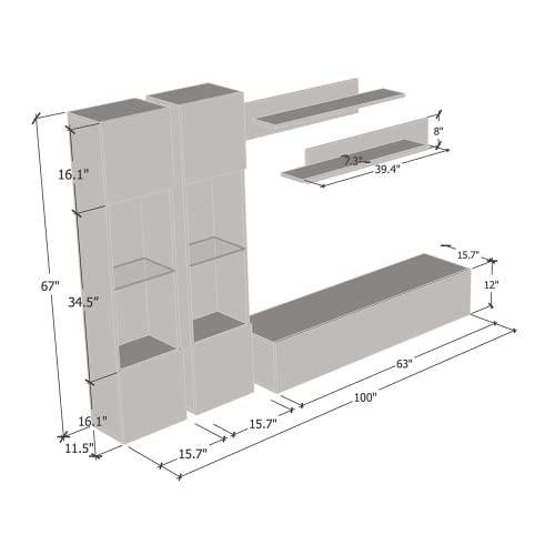 White Wall Mounted Entertainment Center Y73535