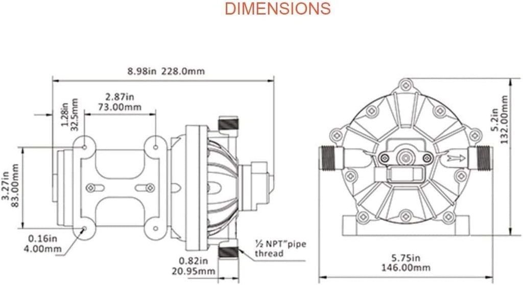 24v Water Pressure Diaphragm Pump 18.9 L/min 60 Psi N26870