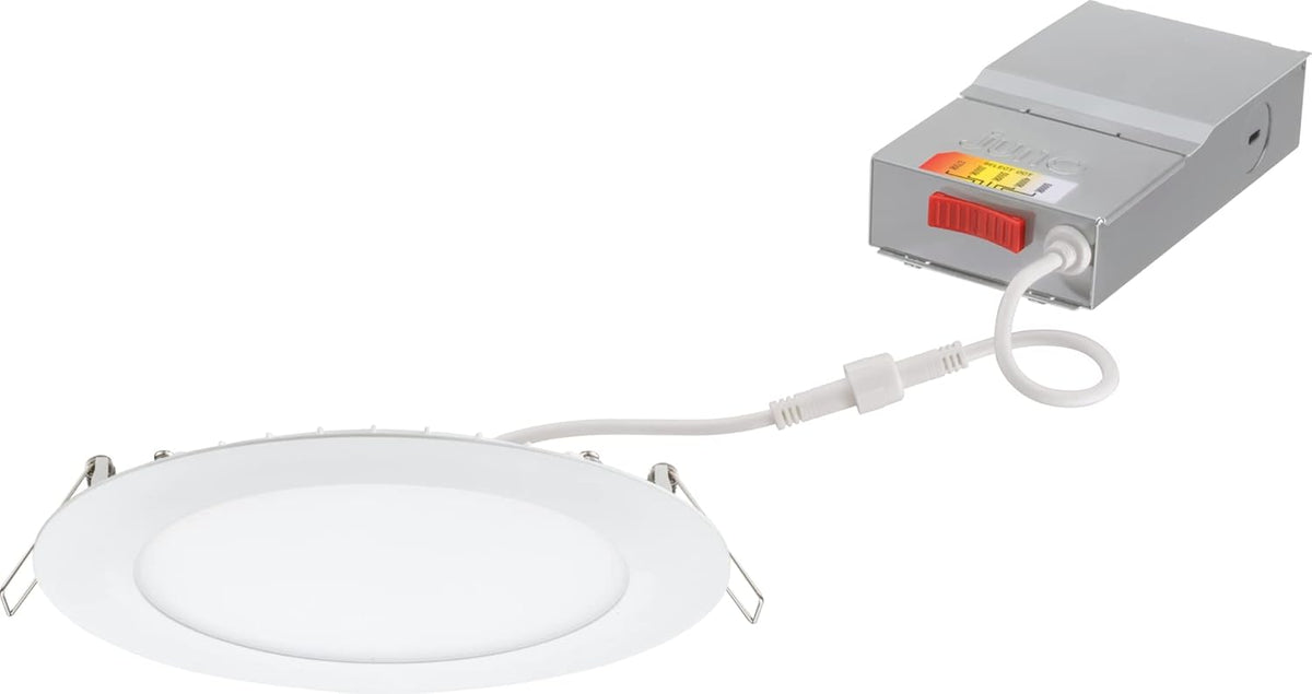 Round Baffle LED Downlight, 6-Inch, Matte White & Ultra Thin Recessed Downlight, White K36820