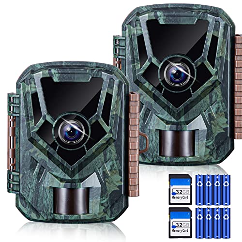 2 Pack 36MP 2.7K Game Camera with Night Vision Motion Activated Waterproof IP66 130°Wide-Angle S28049