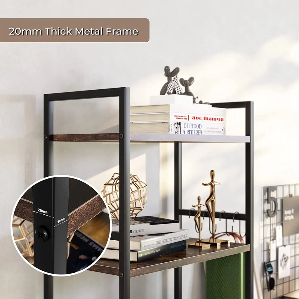 5 Tier Wood Bookcase with 4 Hooks Q95143