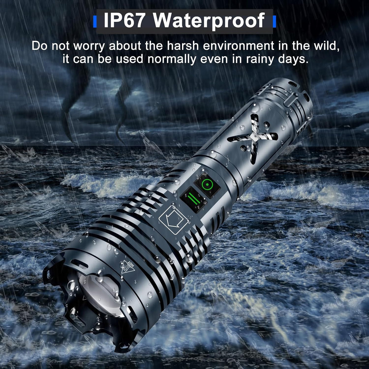 Rechargeable LED Tactical Flashlight, 2500000 Lumens, Waterproof, Zoomable H8468