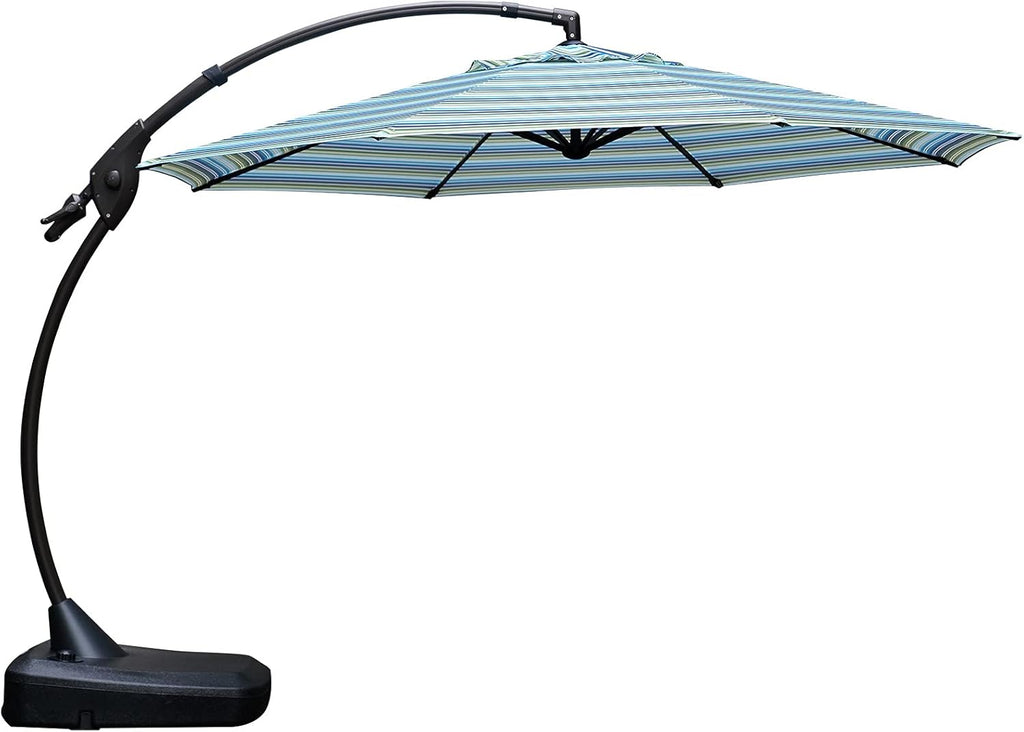 11 FT Curvy Aluminum Offset Umbrella with Base Z69424