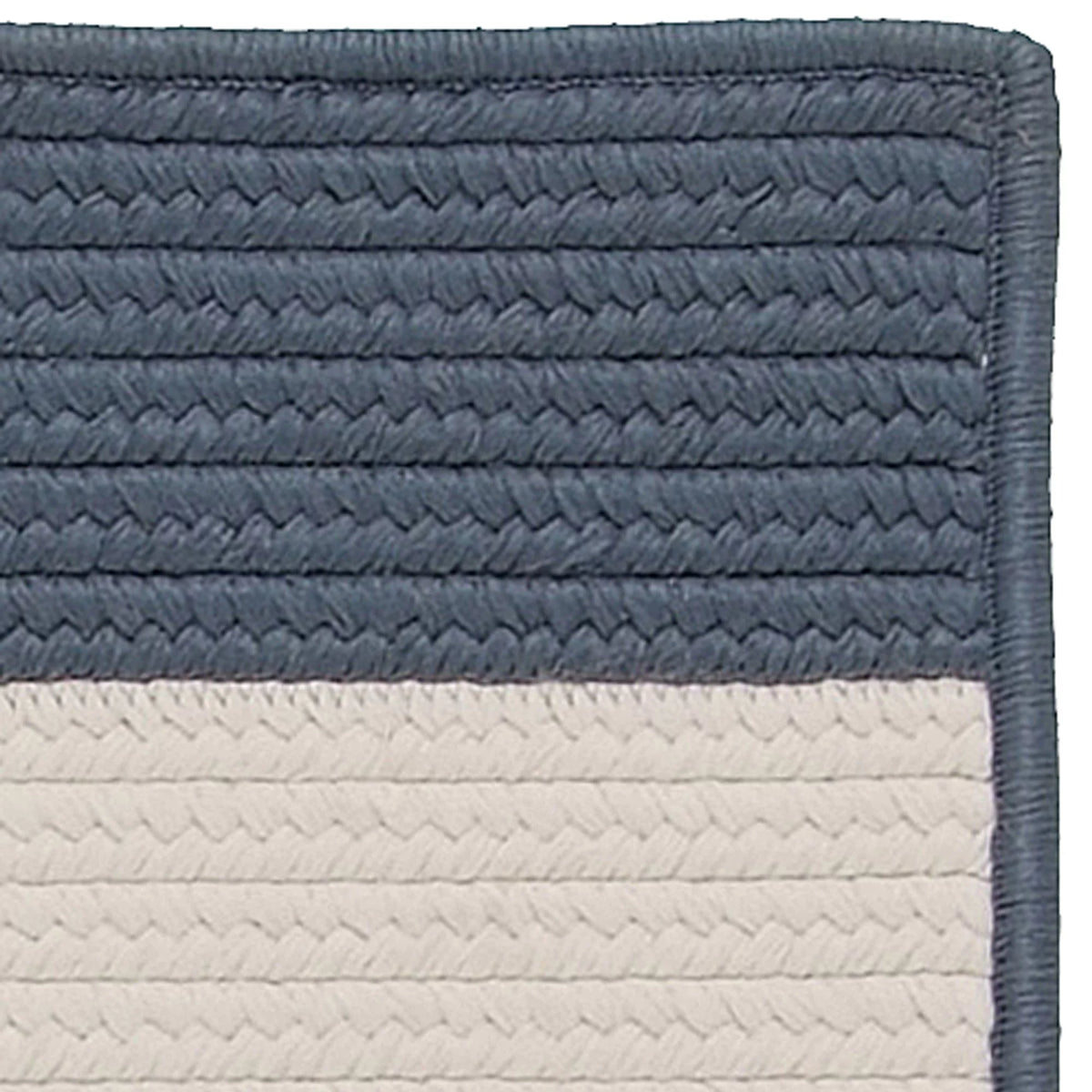 7' x 7' Steel Blue Striped Reversible Square Outdoor Area Rug F4620
