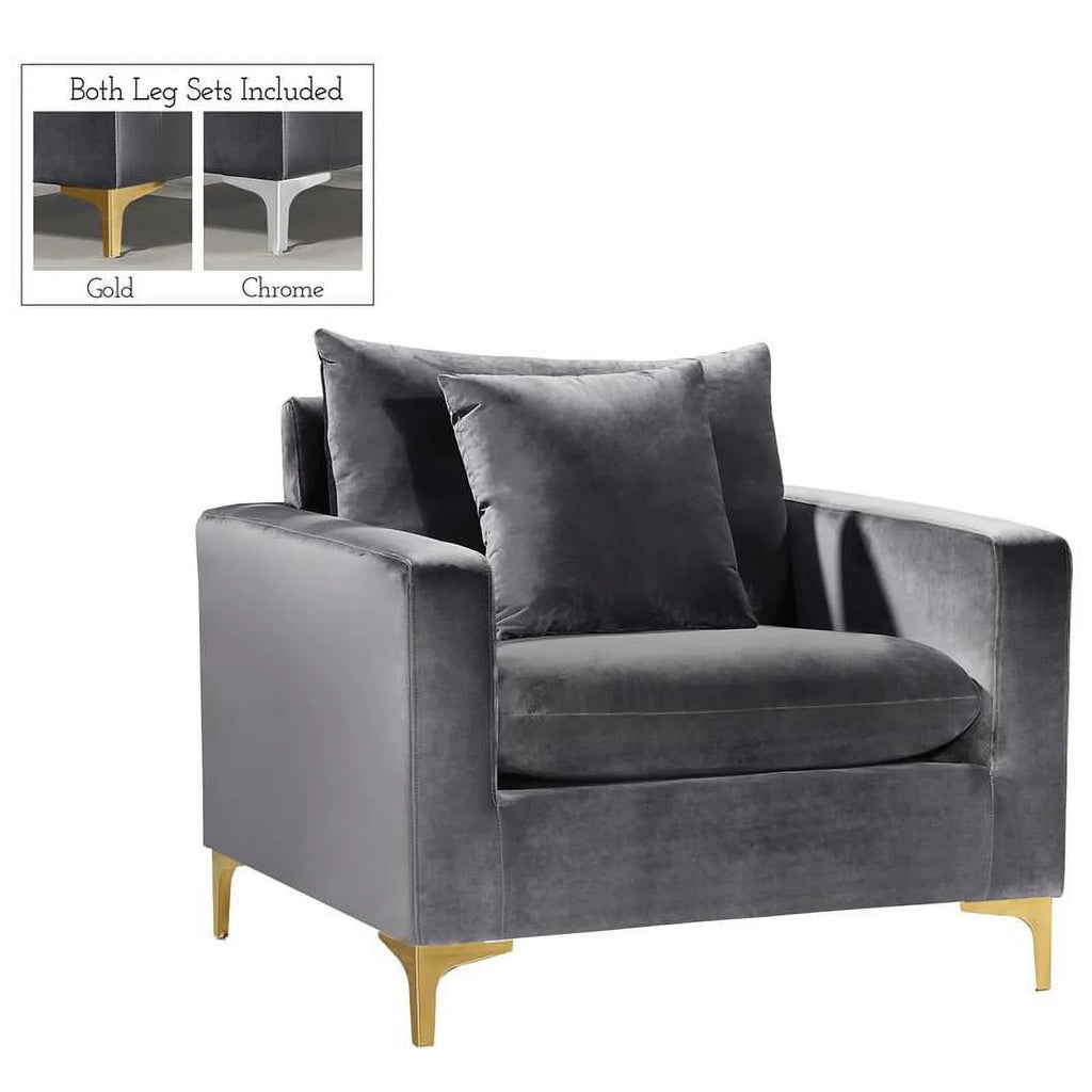 Gray Velvet 3-Piece Sofa Set E16628