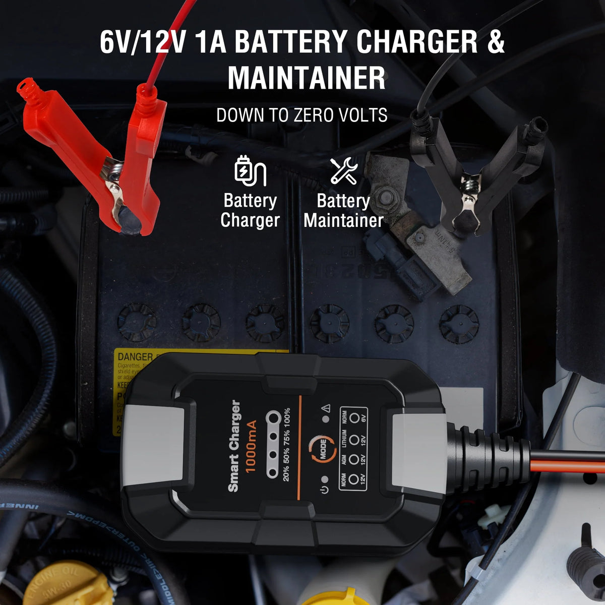 6V/12V 1A Trickle Charger Battery Maintainer E3461