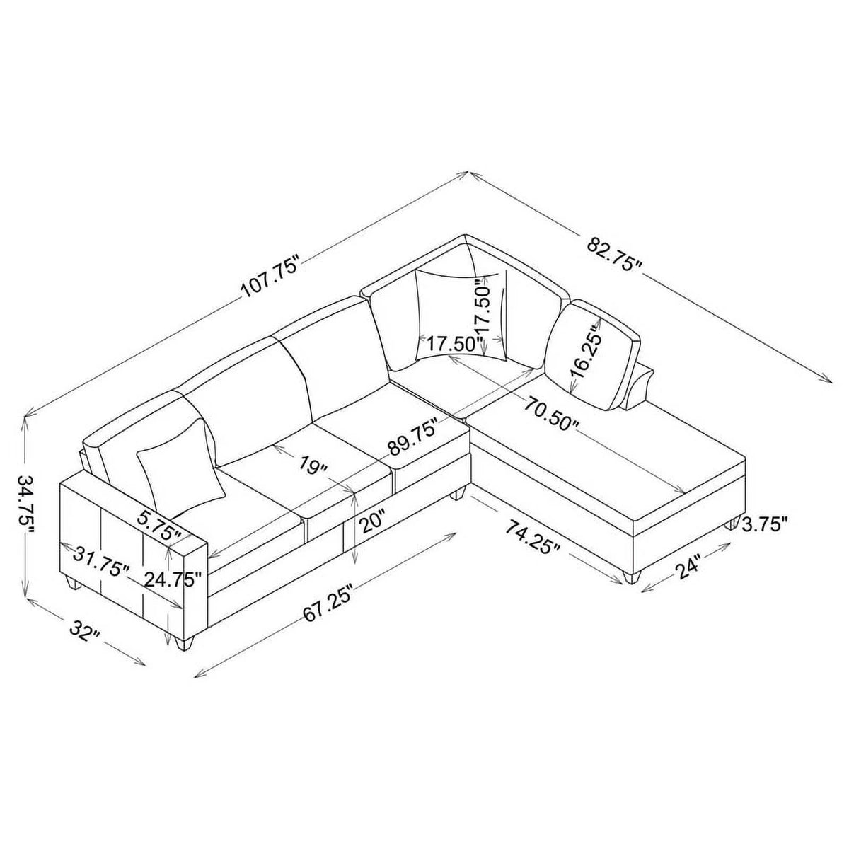 Dark Gray Chenille Sectional A29550