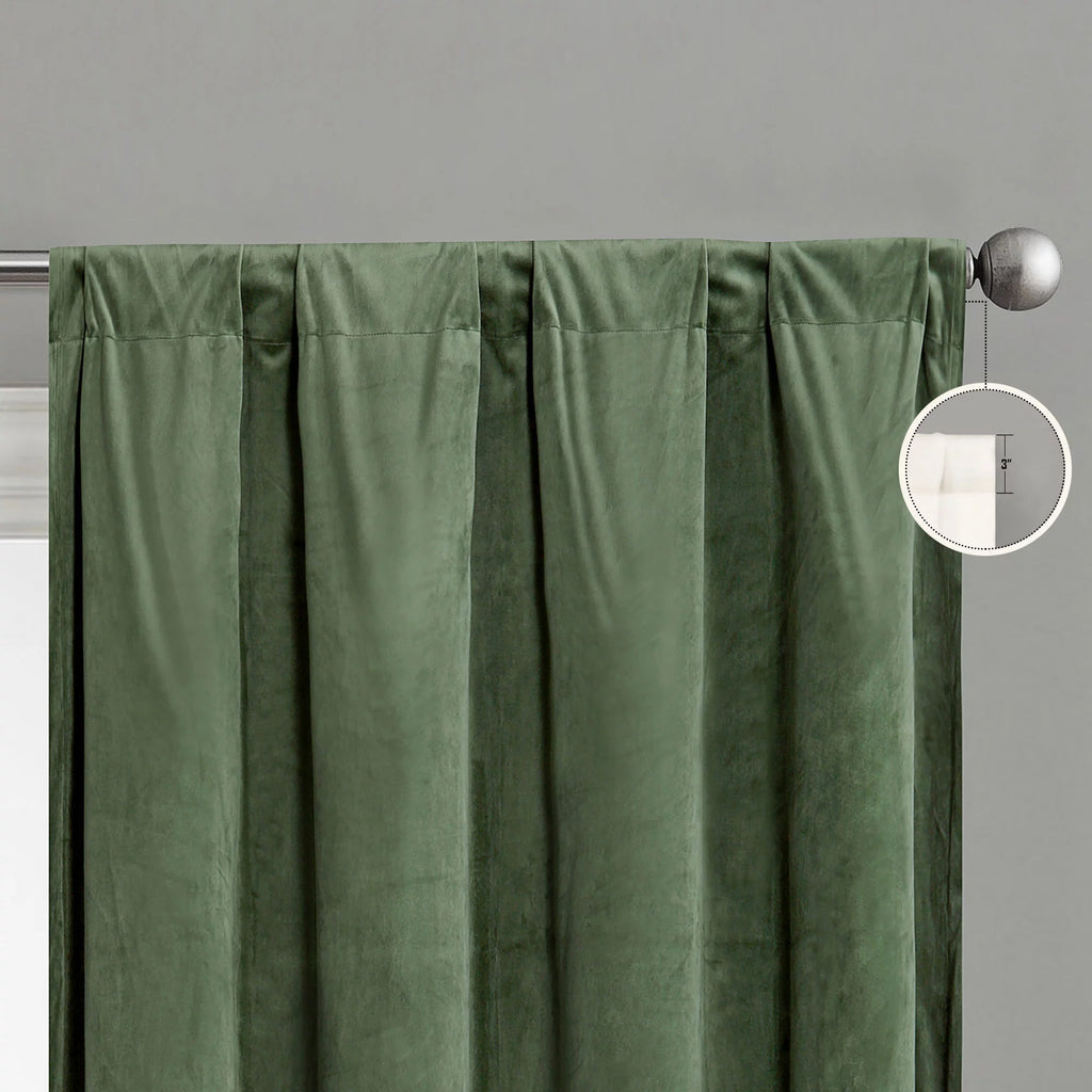 Evergreen Velvet Room Darkening Curtain Panel Pair with Rod Pocket E470