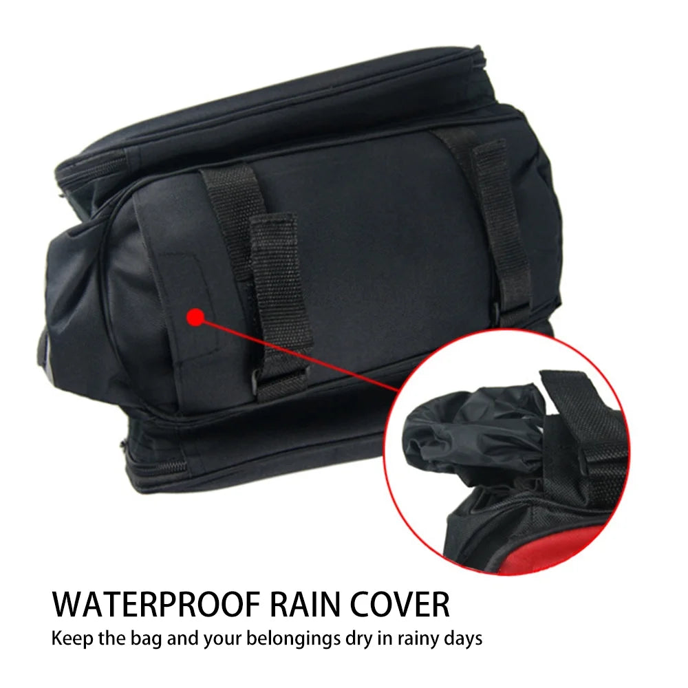Rear Seat Bag Expandable MTB Bike Rack Bag with Rain Cover J4696