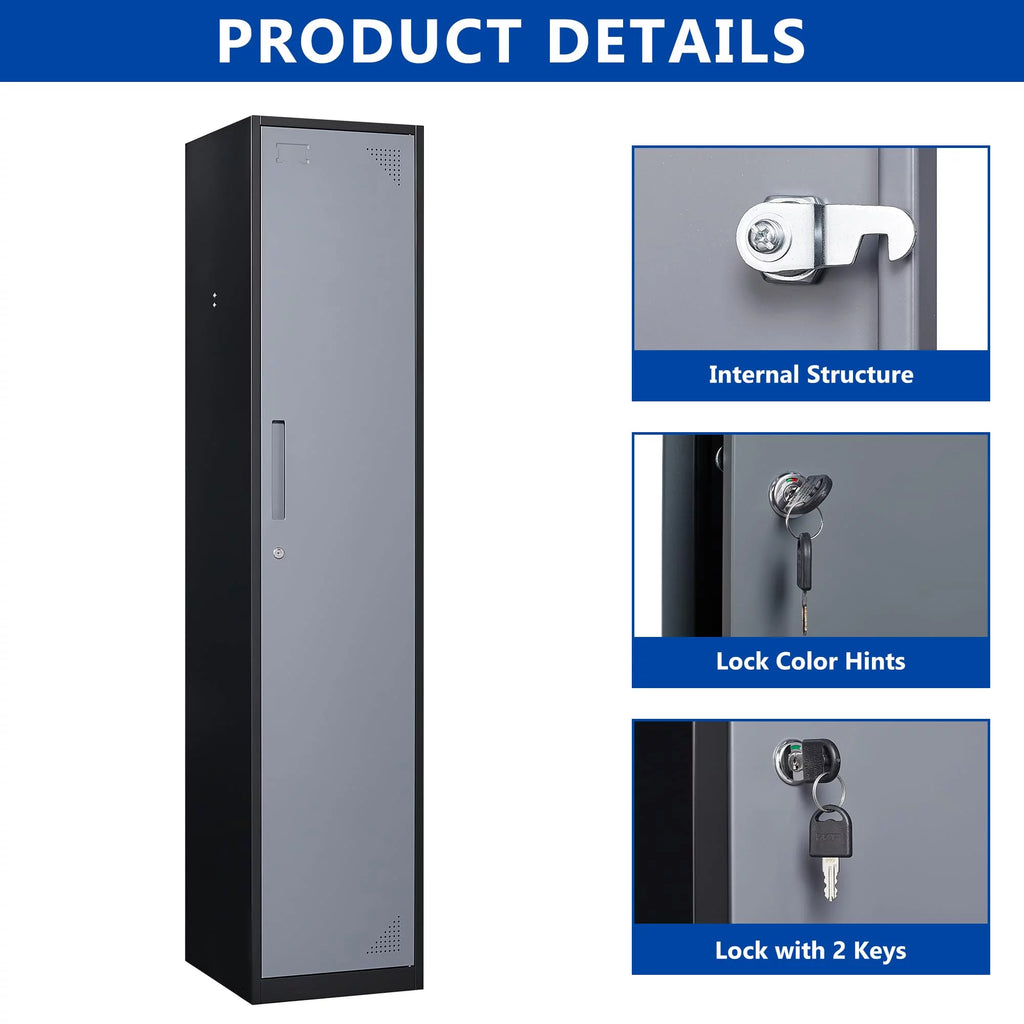71" Gray Steel Storage Cabinet with Door P187