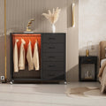 White 5 Drawer Dresser with Clothes Rack S4249