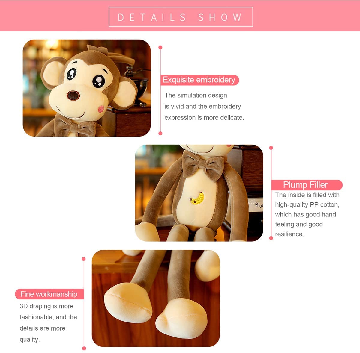 22" Brown Monkey Plush Stuffed Animal Toy G644
