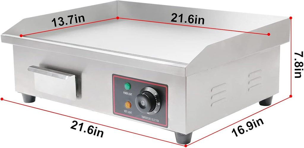 22 Inch Stainless Electric Countertop Griddle B6233
