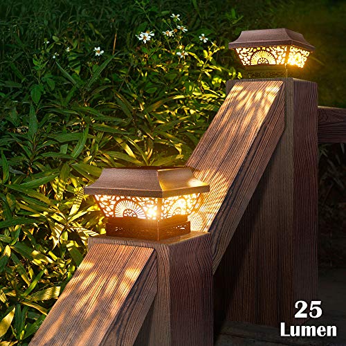 2 Pack Black Metal Solar Post Cap Lights F936