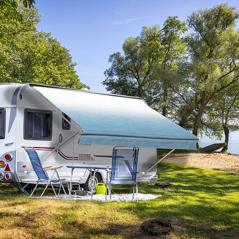 Blue Vinyl RV Awning Fabric Replacement 16' M1186