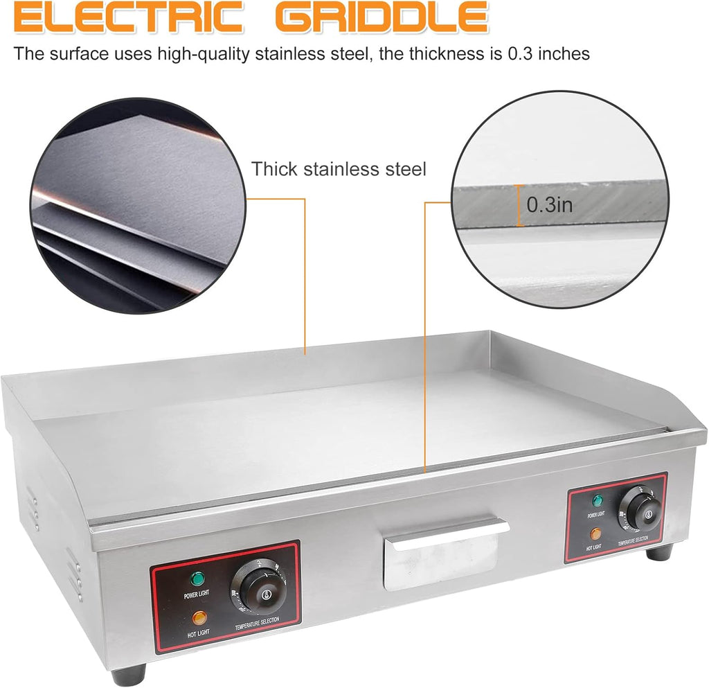 22 Inch Stainless Electric Countertop Griddle B6233
