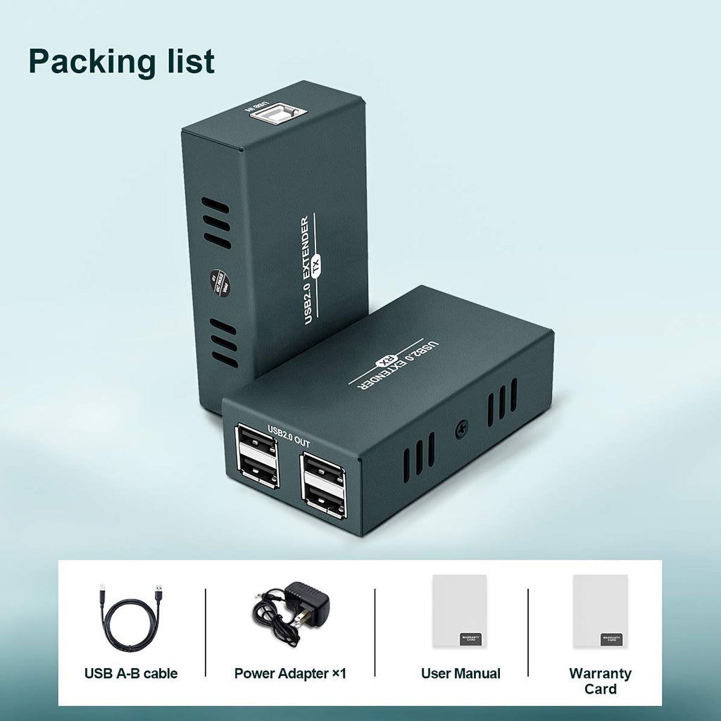 USB Extender Kit with 4 USB 2.0 Hub Over Ethernet Up to 165ft G5712