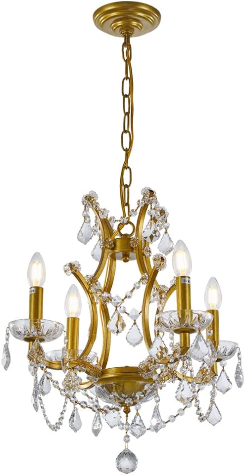 4-Light Gold Crystal Chandelier Y6243