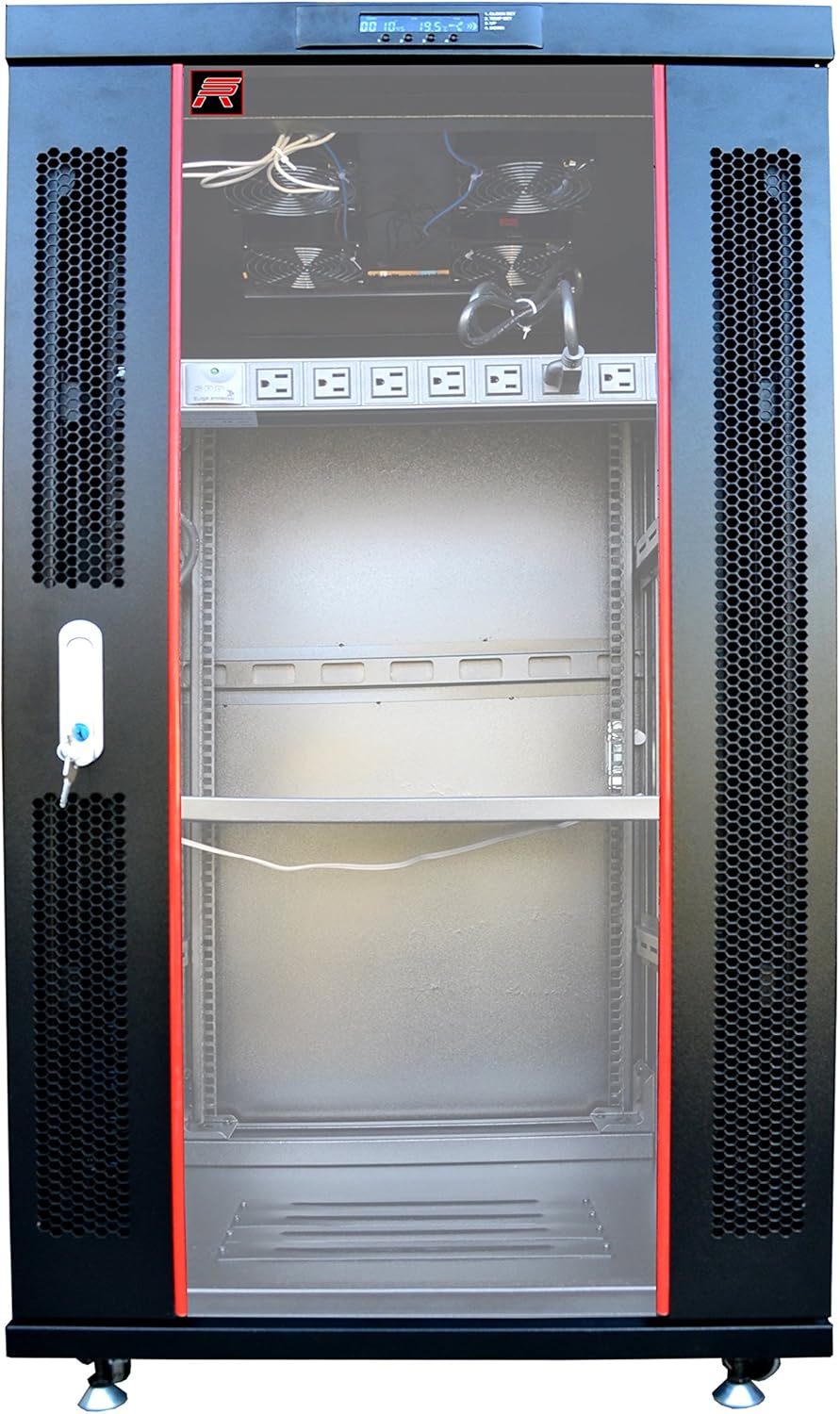 18U Server Rack Network Enclosure 39 inch Deep Data Cabinet on Wheels S3705