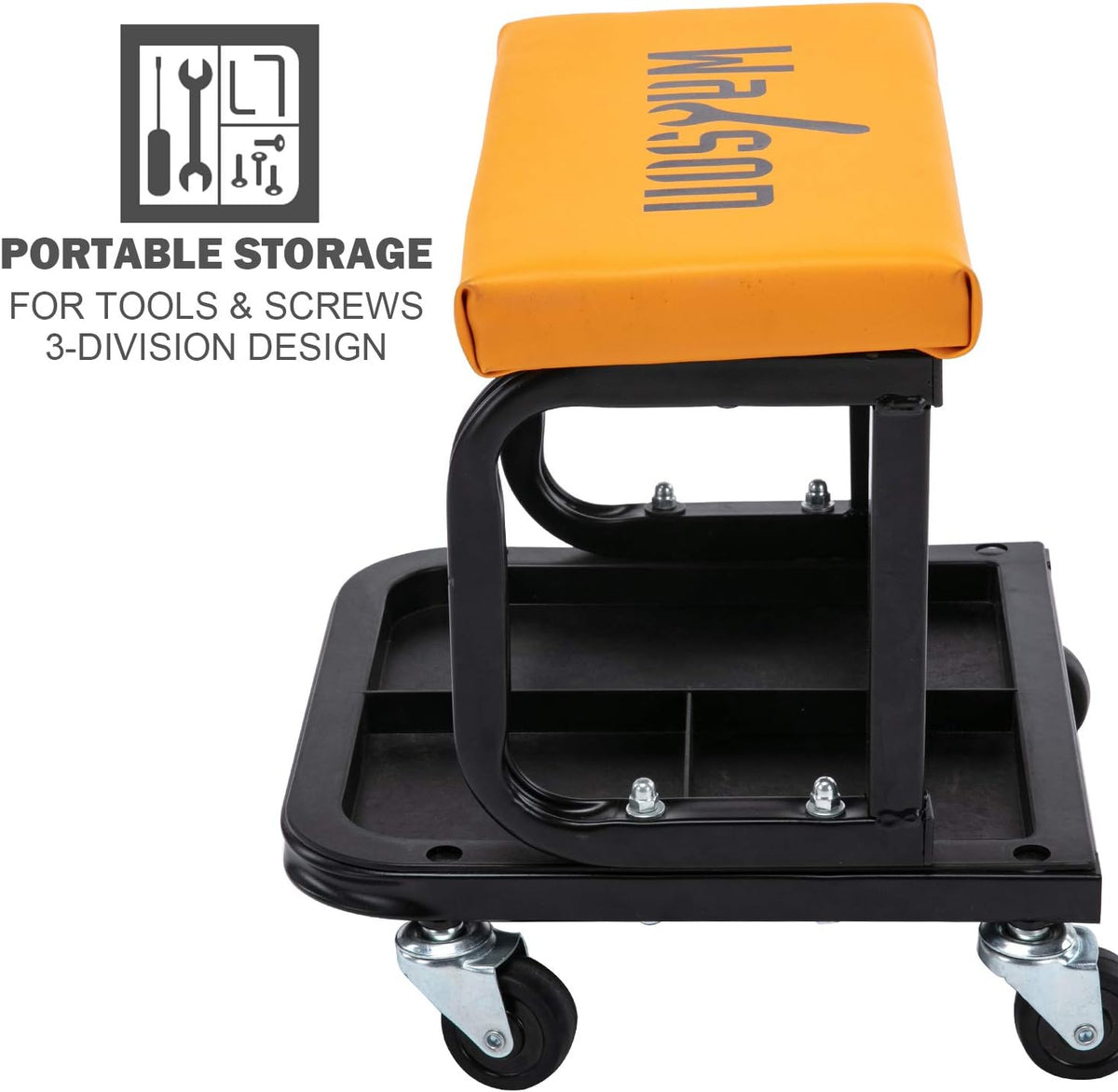 Rolling Garage Seat with Tool Tray Storage, 300 lbs Capacity, Pack of 2 S1340