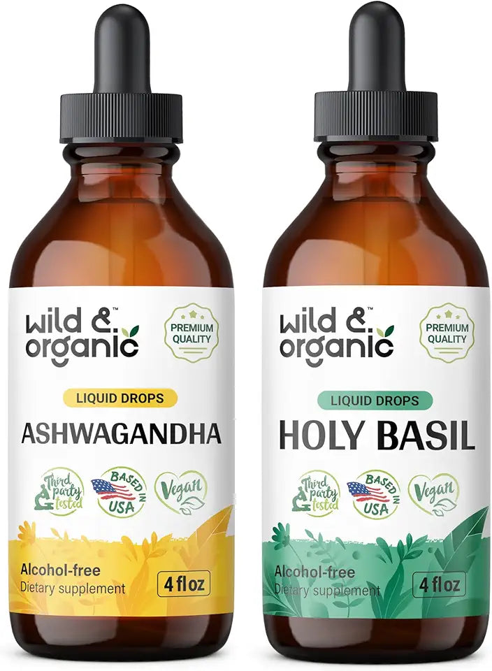 Ashwagandha Tincture 4 fl oz & Holy Basil Tincture 4 fl oz Q62828