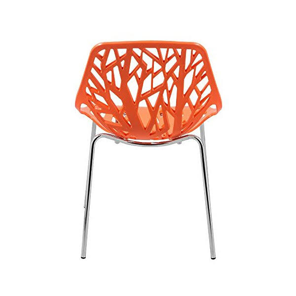 Orange Set of 2 Dining Chair with Chromed Legs C55868