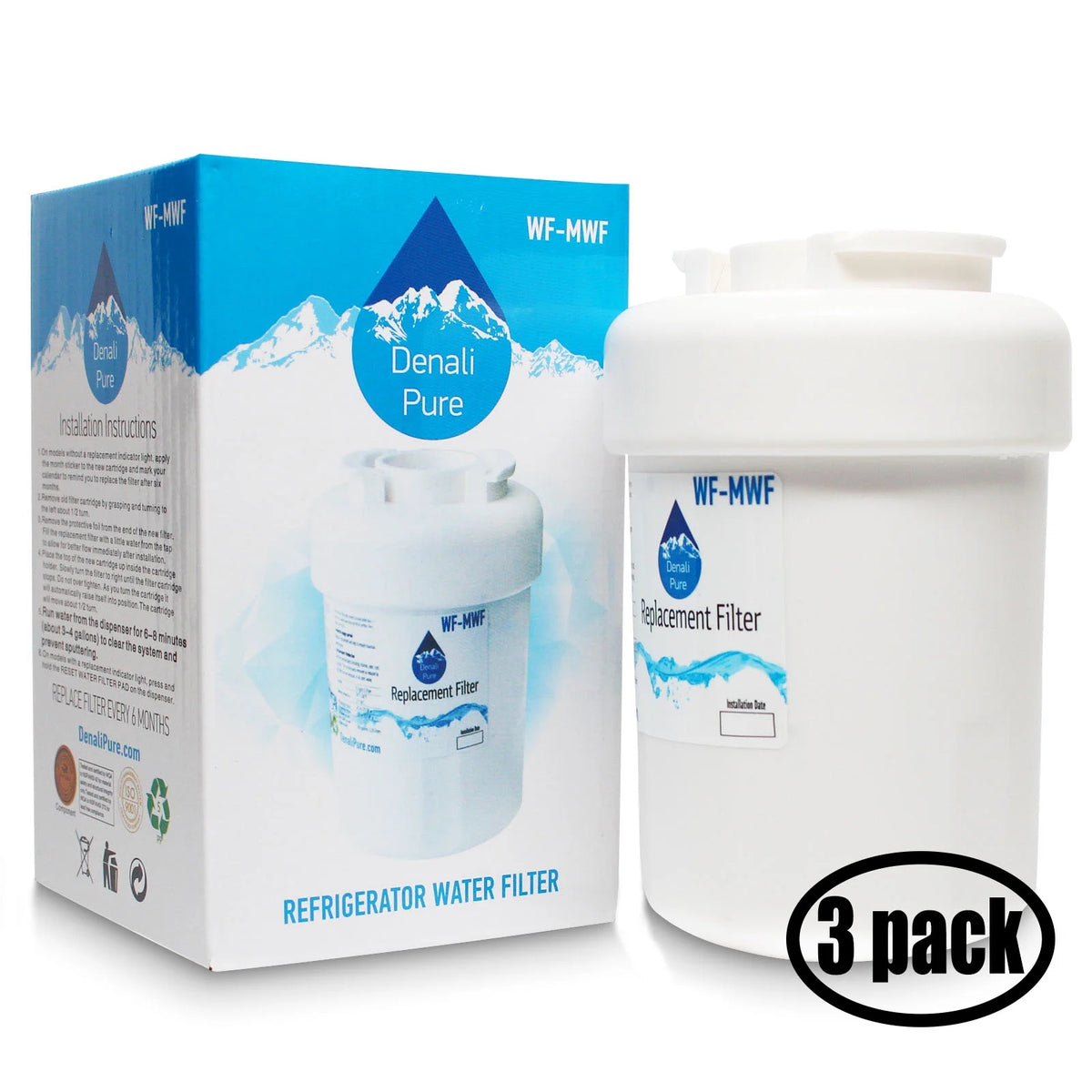 3-Pack Replacement Refrigerator Water Filter Cartridge Q825482