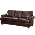Brown Faux Leather Sofa with Rolled Arms V949