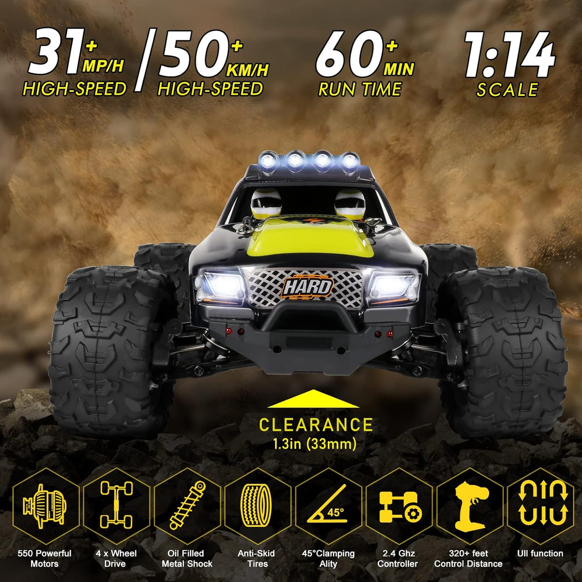 4WD RC Monster Truck with 550 Motor, Pack of 2 B4737