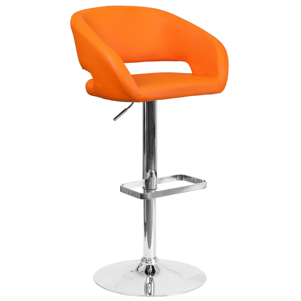 Chrome Base Adjustable Height Bar Stool (Grey Fabric) Q468784