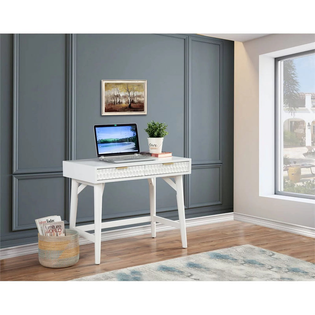 Queen Headboard & Mini Wood Desk in White I2449