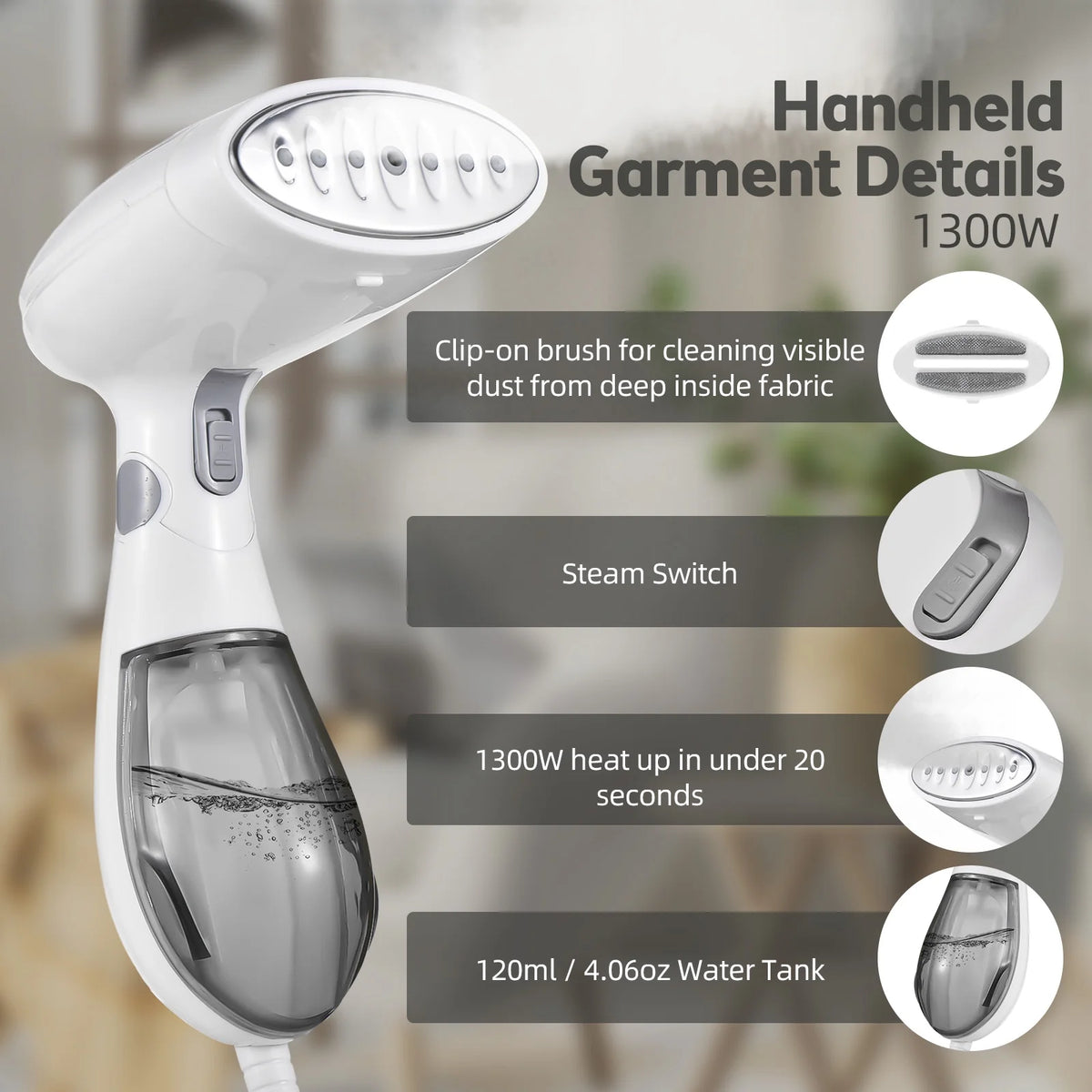Handheld Steamer 1300W 120ml Water Tank Z2972