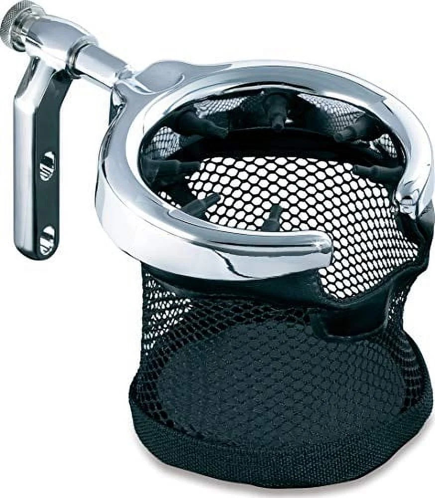 Chrome Motorcycle Handlebar Cup Holder with Mesh Basket Q5332