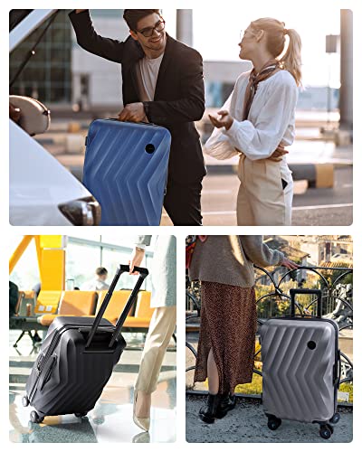 Black PC Hardside Carry On Luggage with Spinner Wheels U6206