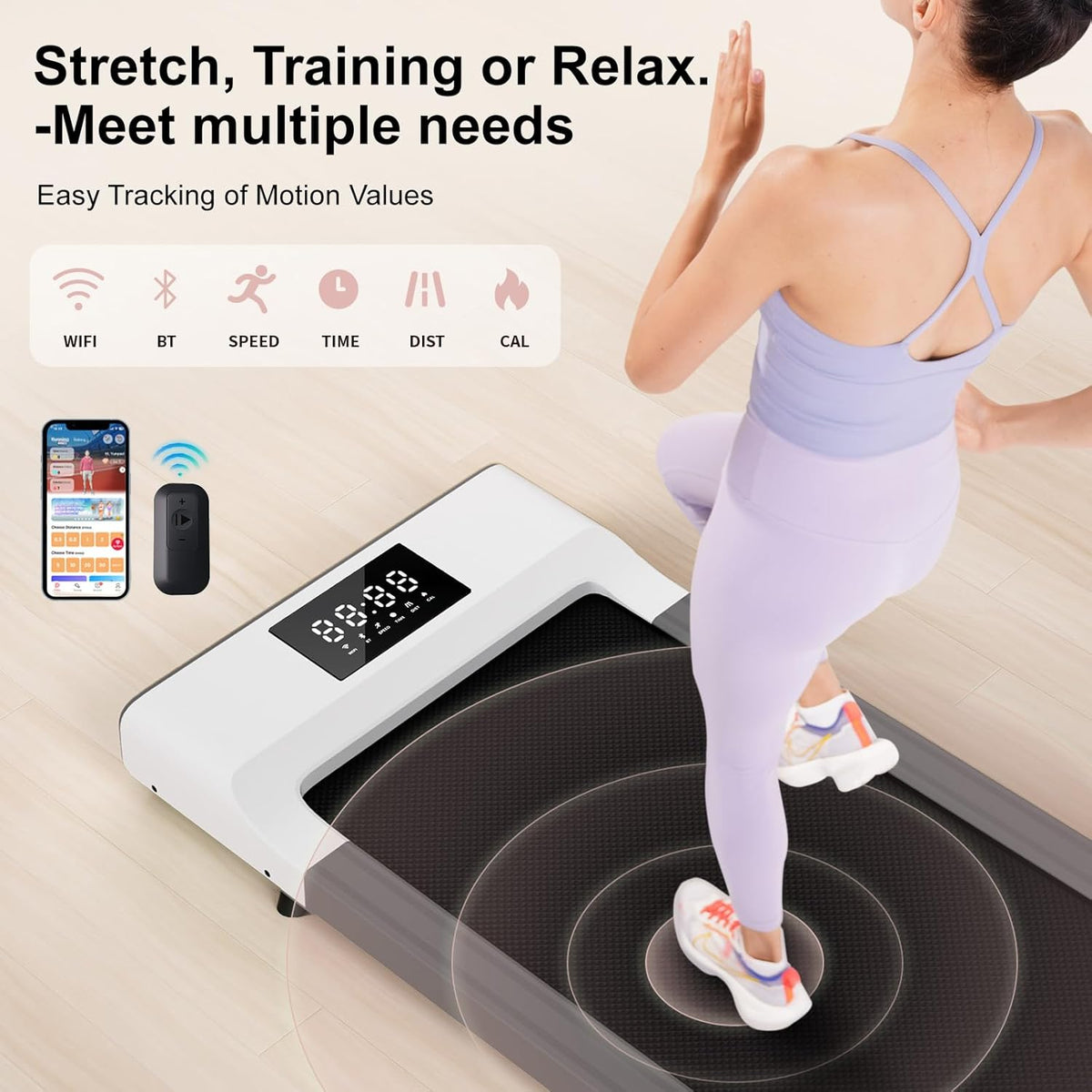 White Portable Walking Treadmill with Remote Control LED Display U78321