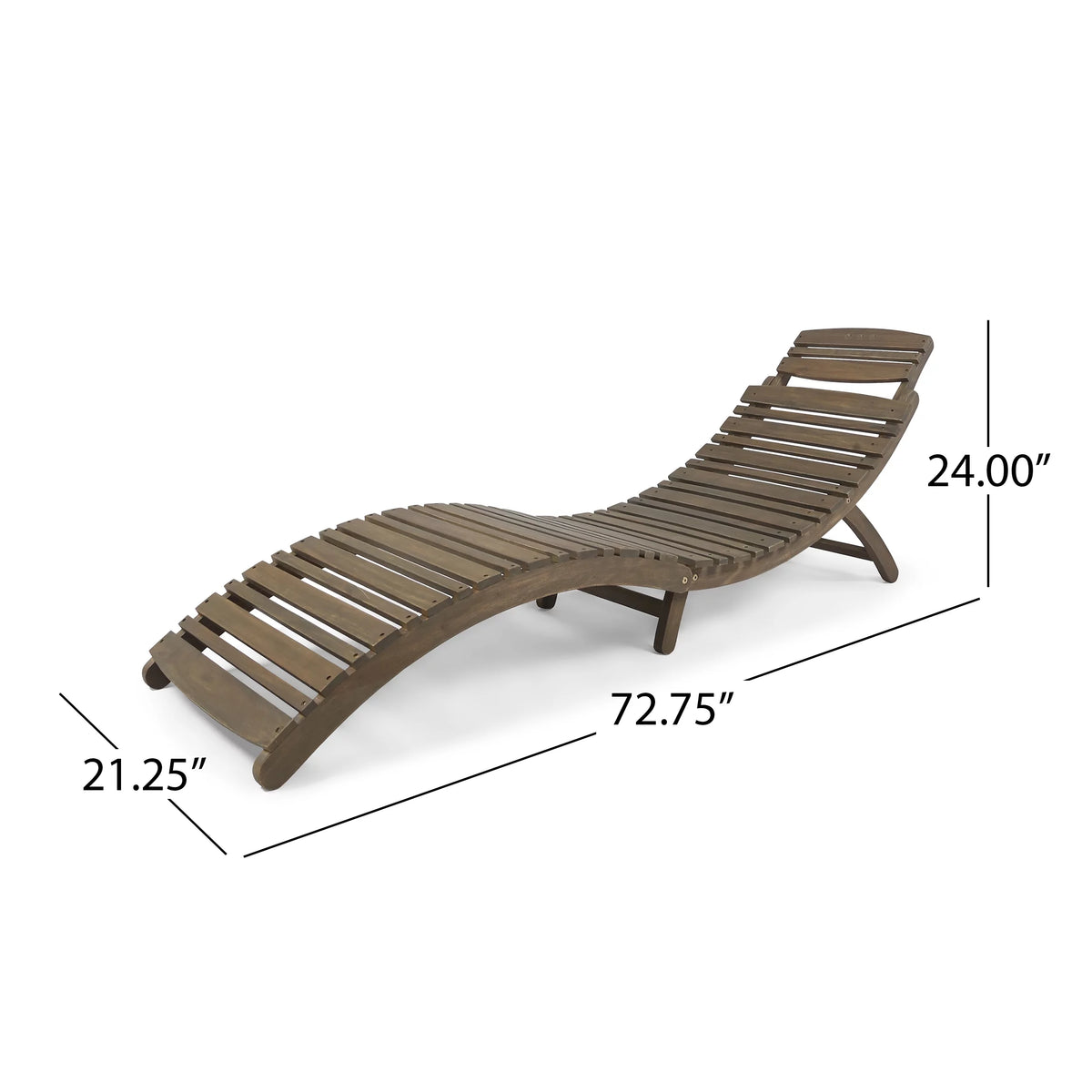 Gray Acacia Wood Outdoor Chaise Lounge Set of 2 N6001