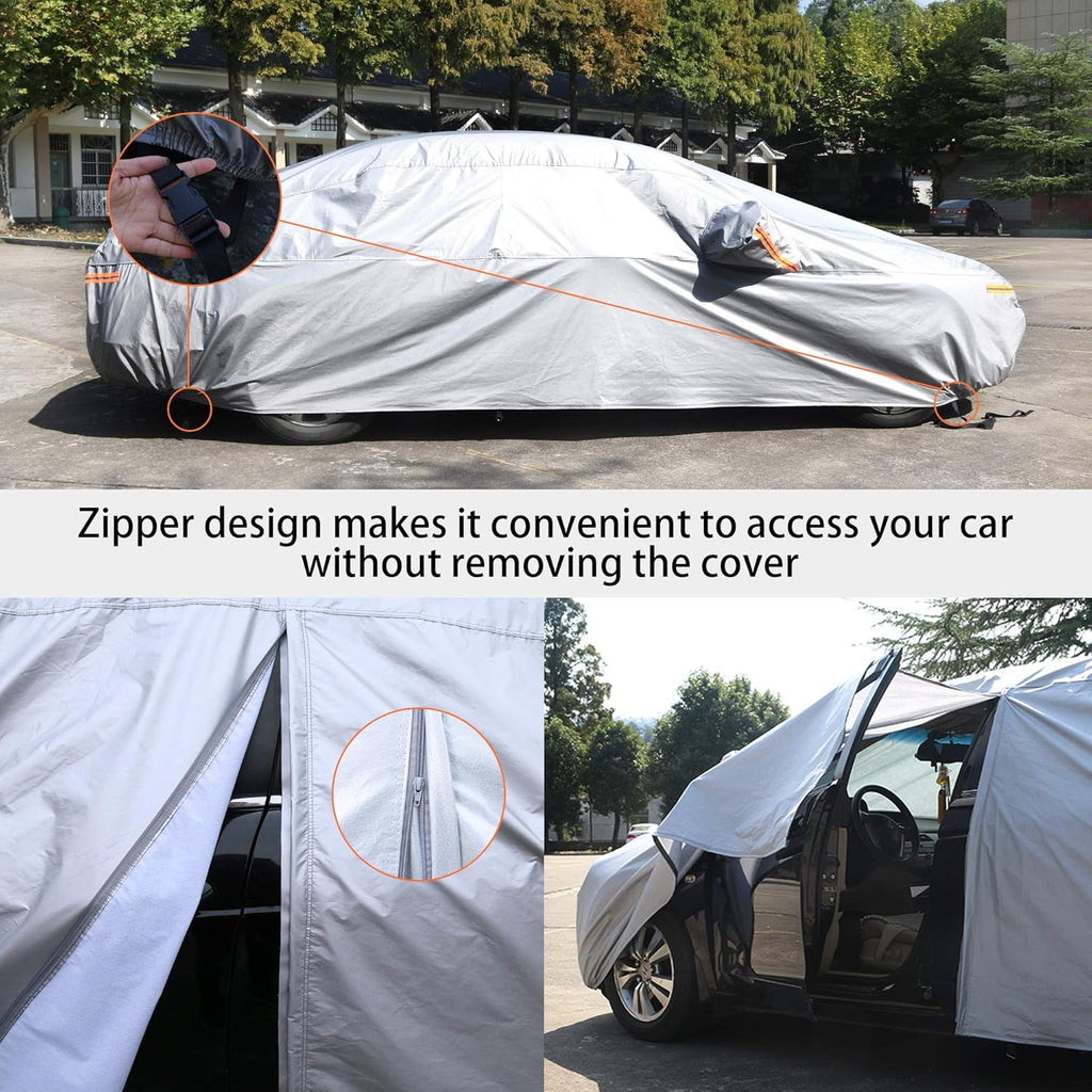 Waterproof All Weather Outdoor Car Cover with Zipper E50859