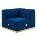 Gold/Navy Velvet Right Corner Chair S24938