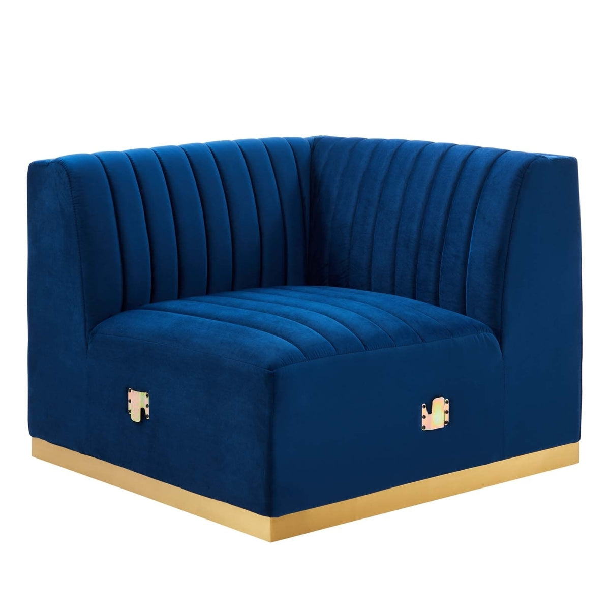 Gold/Navy Velvet Right Corner Chair S24938