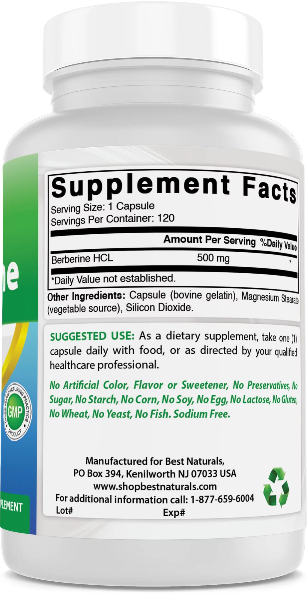 Berberine 500mg 120 Capsules 3 Pack D883